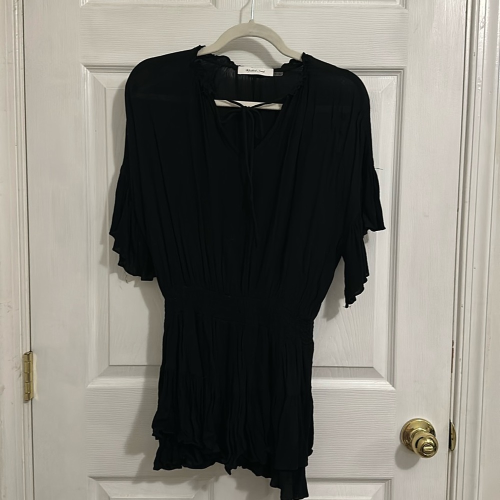 Black Smocked Waist Tiered Mini Dress